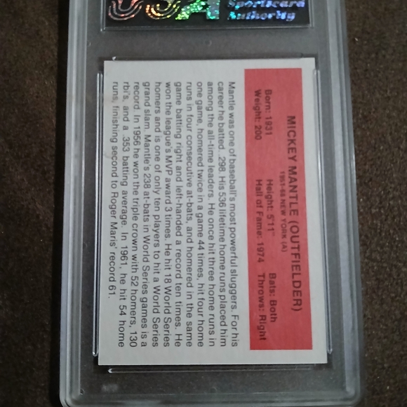 Profesionally graded Gem Mt 10 Mickey Mantle baseball card. - Picture 2 of 2